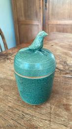 Steengoed dekselpotje met koekoek vogel als handgreep, Antiek en Kunst, Ophalen of Verzenden