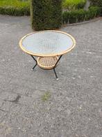 Rohé rieten glazen tafeltje, Huis en Inrichting, Tafels | Salontafels, Ophalen, Gebruikt, 50 tot 100 cm, Glas