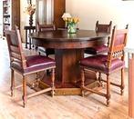 Antiek Eettafel 6 Kasteel Stoelen leeuwenkop vintage, Antiek en Kunst, Antiek | Meubels | Stoelen en Banken, Ophalen