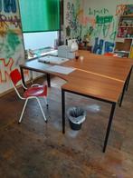 4 Retro stoelen vier vintage schoolstoelen rood met wit, Huis en Inrichting, Vier, Gebruikt, Retro, Ophalen