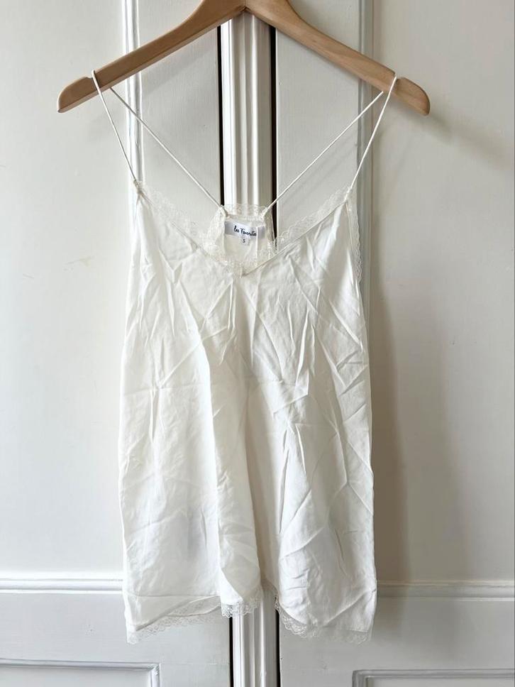 Les Favorites top met kant zijde creme, maat S - NP 99,95, Kleding | Dames, Tops, Nieuw, Maat 36 (S), Wit, Zonder mouw, Ophalen of Verzenden