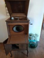 Antieke handbediende platenspeler met enkele oude platen., Antiek en Kunst, Ophalen