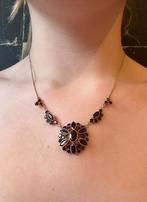 Granaat 14k gouden fraaie dames ketting choker anker schakel, Voordeelsieraden, Verzenden, Zo goed als nieuw, Met edelsteen