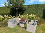 Leuke tuinset met tafel met glasplaat, 5 zitplaatsen, Bank, ., Ophalen of Verzenden