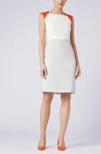 Hugo Boss zomerjurk Dekala – grijs/wit/oranje – NL 36/38, Kleding | Dames, Jurken, Verzenden, Wit, Zo goed als nieuw, Knielengte