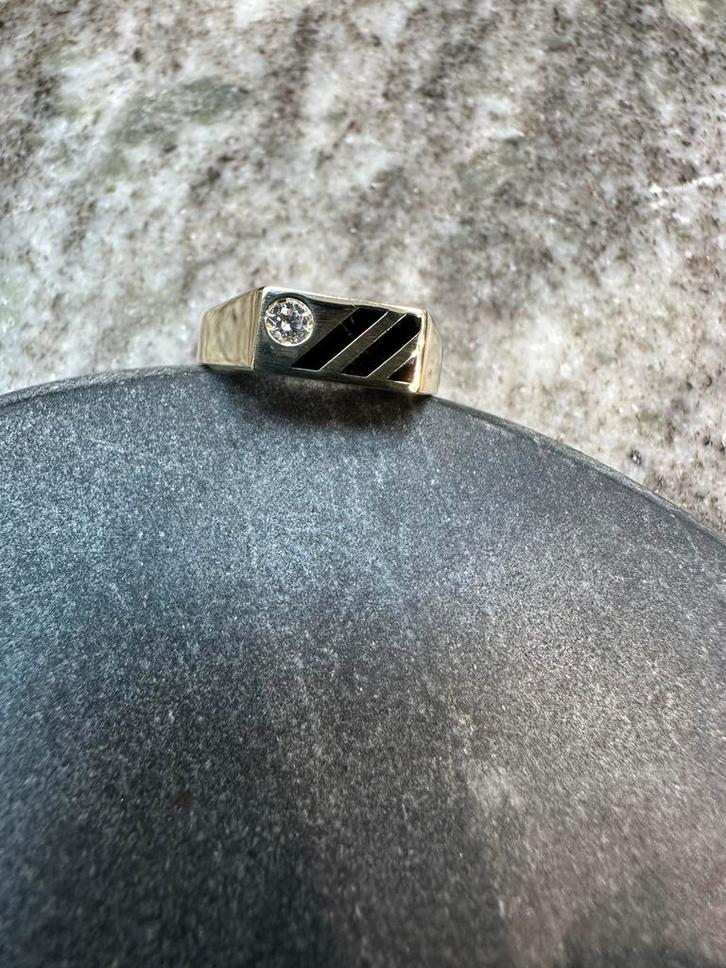 14k Gouden Pinkring, Sieraden, Tassen en Uiterlijk, Ringen, Nieuw, Heer, 19 tot 20, Goud, Met edelsteen, Ophalen of Verzenden