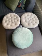 Set van 3 zo goed als nieuwe kussens, Ophalen of Verzenden, Zo goed als nieuw, Beige, Rond