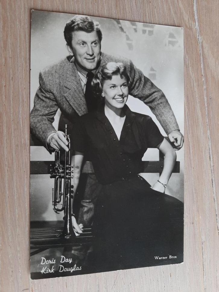 oude filmsterren kaart Doris Day en Kirk Douglas, jaren 50, Verzamelen, Ansichtkaarten | Themakaarten, Ongelopen, 1940 tot 1960