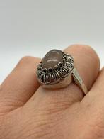 A319 Prachtige zilveren rozenkwarts ring maat 18,75, Sieraden, Tassen en Uiterlijk, Antieke sieraden, Ophalen of Verzenden, Zilver