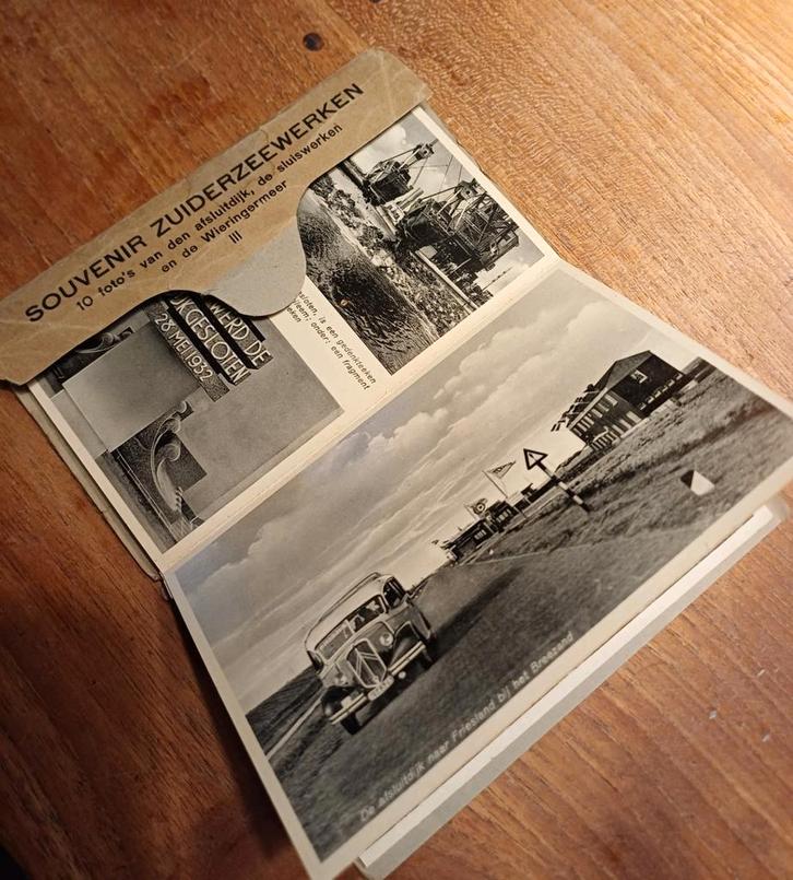 Souvenir Zuiderzeewerken afsluitdijk 1938 - Kaartenset, Verzamelen, Ansichtkaarten | Nederland, Ongelopen, Friesland, 1920 tot 1940