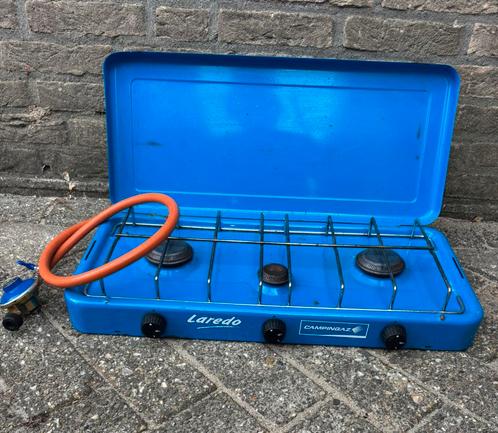 Campingaz Laredo 3 pits gastel met drukventiel en slang, Caravans en Kamperen, Kampeeraccessoires, Gebruikt, Ophalen of Verzenden