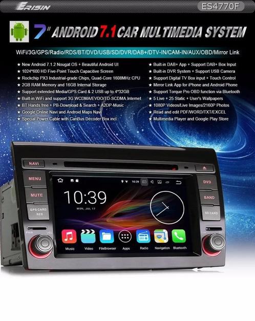Android 7.1 Fiat Bravo Car Stereo DVD SatNavi DAB+DTV SWC OB, Auto diversen, Autoradio's, Zo goed als nieuw, Ophalen of Verzenden