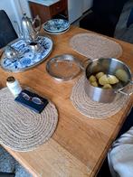 Te koop Antieke Eettafel 102 bij 106 cm blank eiken, Antiek en Kunst, Ophalen of Verzenden