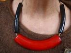 Vintage Bauhaus stijl Collier met zwart en rood Bakeliet, Verzenden, Overige materialen, Ketting