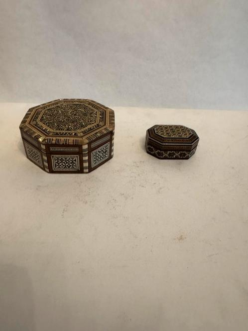 Set fraaie hout,parelmoer ingelegde sieraden kistjes, Antiek en Kunst, Curiosa en Brocante, Ophalen of Verzenden