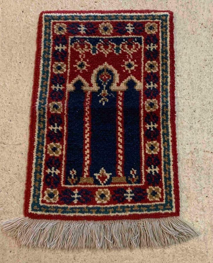 Vintage oosters dik wollen wandkleed kleed 90/57, Huis en Inrichting, Woonaccessoires | Wanddecoraties, Gebruikt, Ophalen of Verzenden