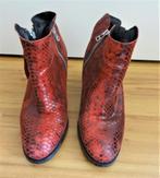 ZGAN: Bama enkellaarzen reptiel-print zwart rood mt 39 hak 8, Lage of Enkellaarzen, Ophalen of Verzenden, Zo goed als nieuw, Rood