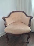 Vintage Franse landelijke fauteuil gesneden walnoten l, Antiek en Kunst, Ophalen