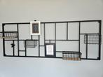 Zwart metaal wandrek 150x55 incl accessoires, Huis en Inrichting, Woonaccessoires | Memoborden, Ophalen, Zo goed als nieuw, Overige typen