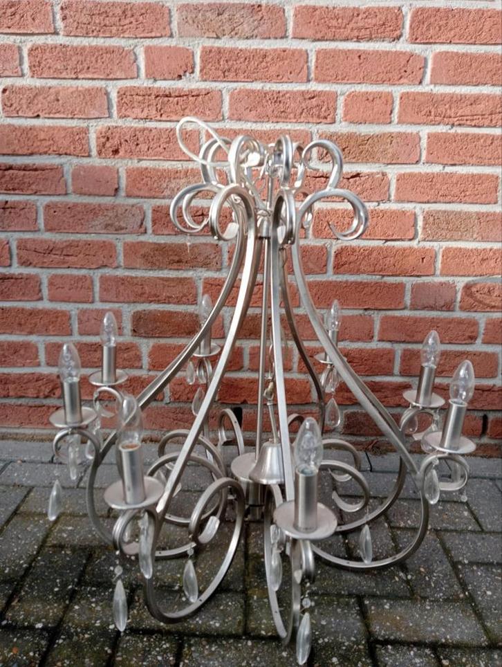 Design Kandelier RVS - Blikvanger!, Huis en Inrichting, Lampen | Kroonluchters, Zo goed als nieuw, Metaal, Ophalen