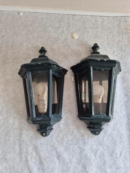 Klassieke buitenlampen voor aan de muur, Tuin en Terras, Buitenverlichting, Gebruikt, Wandlamp, Glas, Netvoeding, Ophalen