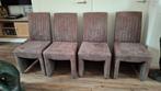 4 Bruine Stoelen op Wieltjes - Goede Staat, Ophalen, Gebruikt, Bruin, Vier
