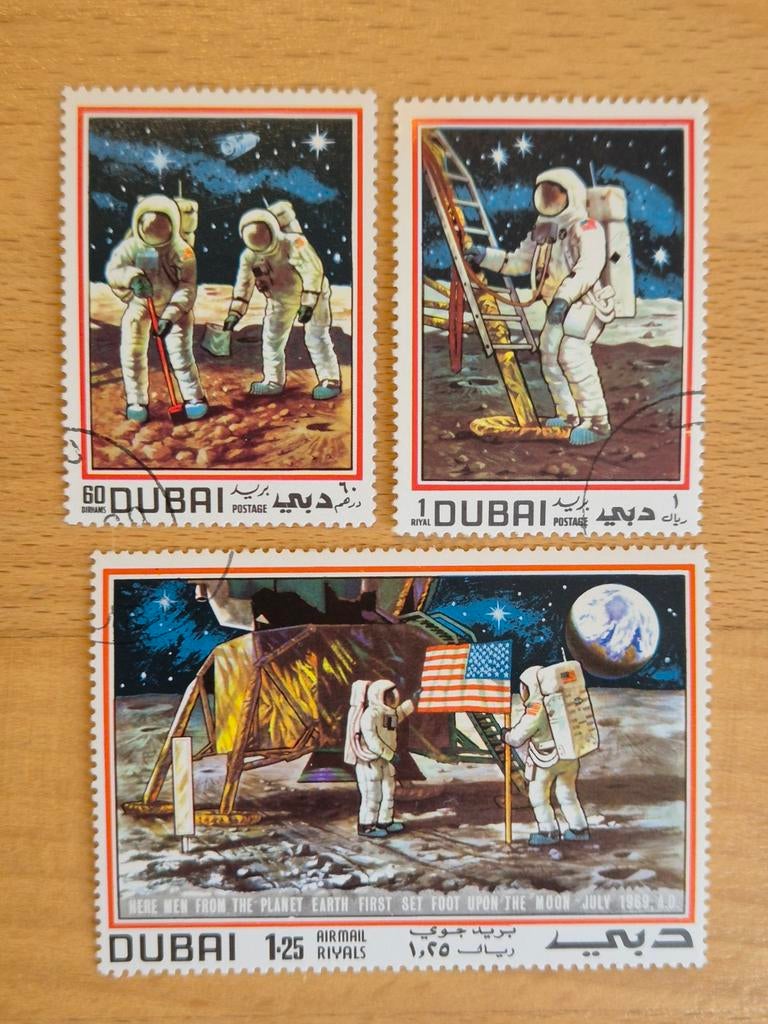 Dubai 1969 ruimtevaart, Postzegels en Munten, Postzegels | Azië, Ophalen of Verzenden, Gestempeld, Midden-Oosten