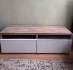 Laag TV Meubel - Hoogglans Wit & Licht Hout, Ophalen, Kunststof, Gebruikt, 100 tot 150 cm