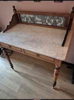 Antiek Bureau met Marmeren Blad en Tegeldecoratie, Huis en Inrichting, Bureaus, Ophalen of Verzenden, Gebruikt, Bureau