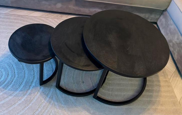 Black Enzo salontafel set van 3, Huis en Inrichting, Tafels | Salontafels, Zo goed als nieuw, Minder dan 50 cm, 50 tot 100 cm