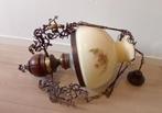 Antieke hanglamp hout/glas, Ophalen, Gebruikt, Glas, Barok