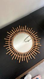 Zonvormige wandspiegel – bamboe/rotan stijl, Minder dan 50 cm, ., Rond, Ophalen of Verzenden