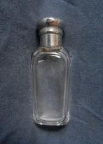 Achtzijde kristallen parfum fles flacon m zilveren dop h 9,8, Ophalen of Verzenden, Zilver