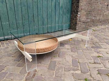 Vintage design salontafel - plexiglas - lectuurmand
 beschikbaar voor biedingen