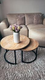 Te koop: mangohouten salontafel set, Huis en Inrichting, Tafels | Salontafels, Ophalen, 50 tot 100 cm, Rond, 50 tot 100 cm