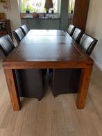 Massief eiken eettafel, Ophalen, Gebruikt, Donker eiken
