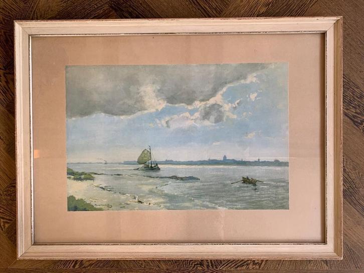 Plaat ingelijst Mijndert van den Berg Zicht op Gorinchem, Antiek en Kunst, Kunst | Tekeningen en Foto's, Ophalen of Verzenden