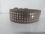 Nieuwe stoere leren brede hondenhalsband halsband hond bruin, Ophalen of Verzenden, Nieuw
