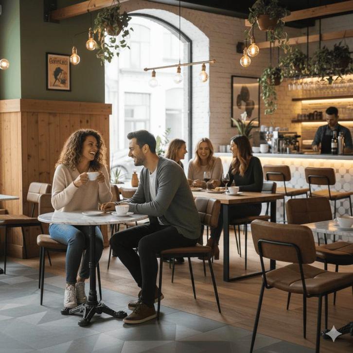 Gerlon horeca design stoelen, restaurant stoel cognac   30, Huis en Inrichting, Stoelen, Nieuw, Vijf, Zes of meer stoelen, Bruin