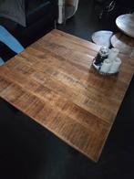 Salontafel Mangohout 1x1m Zwart Onderstel, Huis en Inrichting, Tafels | Eettafels, Ophalen, Vierkant, Zo goed als nieuw, Metaal