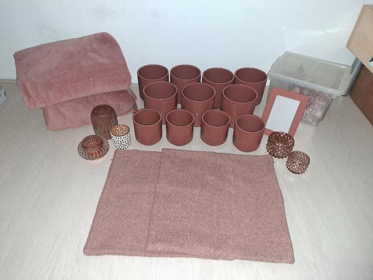 Set van 11 bloempotten en andere woonaccessoires Terra, Huis en Inrichting, Woonaccessoires | Overige, Gebruikt, Ophalen