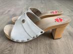 VINTAGE - Halfhoge witte leren kleppers Berkemann mt 38, Berkemann, Wit, Gedragen, Sandalen of Muiltjes