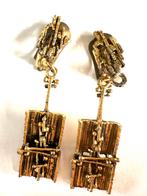 Vintage brutalist oorclips ‘70s, Overige materialen, Verzenden, Goud, Hangers