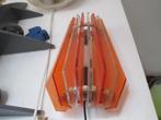 plexi wandlamp oranje transparant design jaren 60 70 retro, Gebruikt, Jaren 70 design vintage retro 1970s space age, ?, Metaal