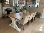 Gecapitonneerde eetkamerstoelen 6 stuks, in goede staat., Huis en Inrichting, Stoelen, Ophalen, Gebruikt, Overige kleuren, Hout