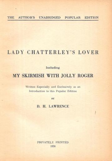 D.H. Lawrence ~ Lady Chatterley's Lover ~ 1930 (=1943) beschikbaar voor biedingen