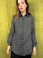 Vintage blouse, maat 42/XL - blauw & grijze stippen - 90's, Kleding | Dames, Blauw, ,, Maat 42/44 (L), Juliana