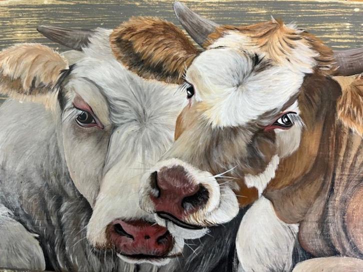 Frans schilderwerk op houten paneel door Isabelle Dubuis, Antiek en Kunst, Kunst | Schilderijen | Klassiek, Ophalen of Verzenden