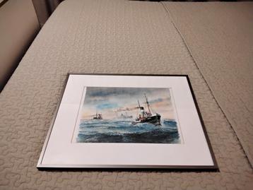Zeer mooi boot aquarel schilderij scheepvaart  beschikbaar voor biedingen