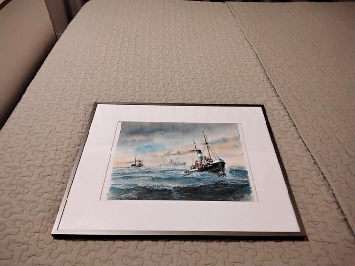 Zeer mooi boot aquarel schilderij scheepvaart, Antiek en Kunst, Kunst | Schilderijen | Klassiek, Ophalen